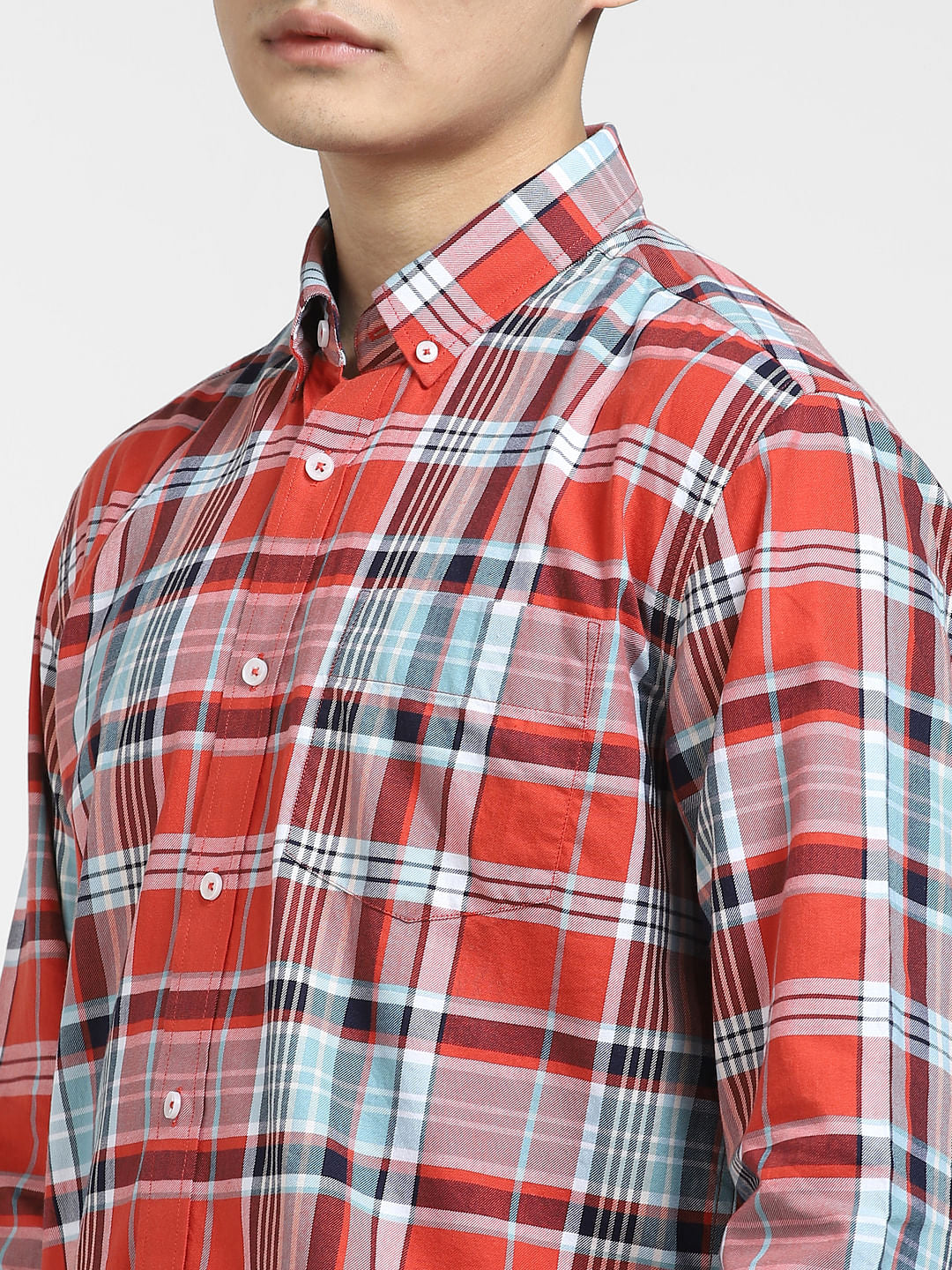 Red Check Print Full Sleeves Shirt