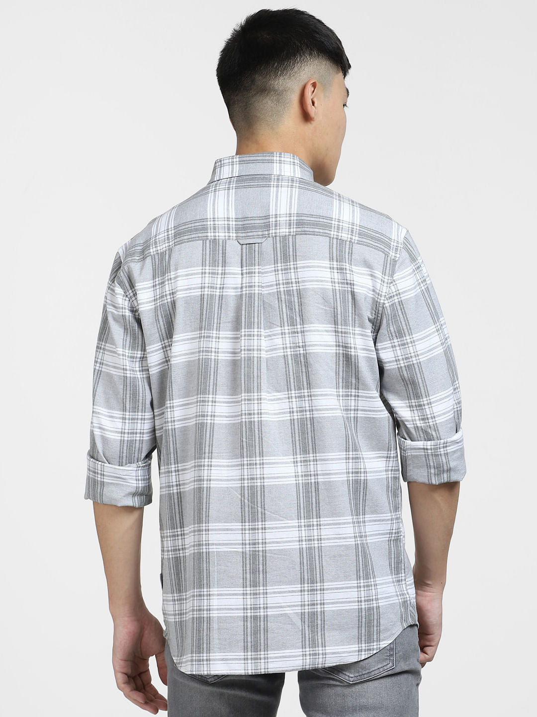 Grey Check Print Full Sleeves Shirt