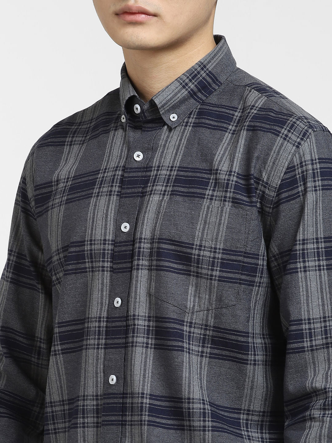 Blue & Grey Check Full Sleeves Shirt
