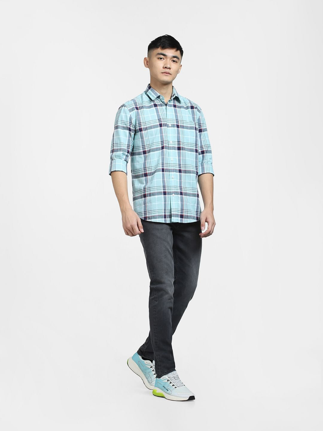 Light Blue Check Full Sleeves Shirt