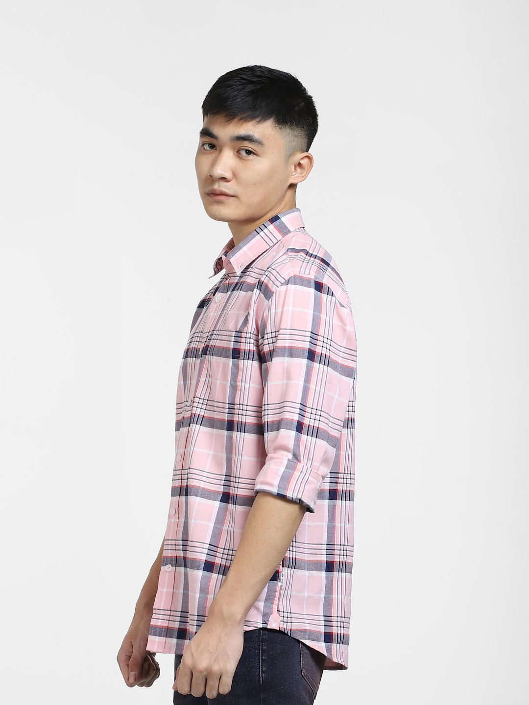 Light Pink Check Full Sleeves Shirt