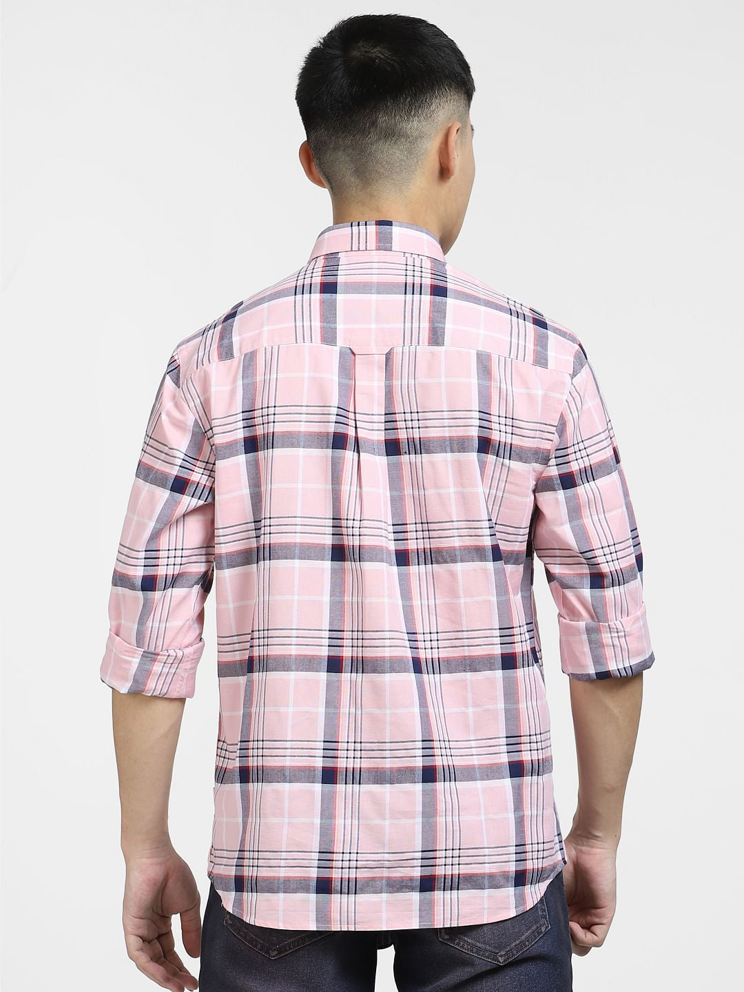 Light Pink Check Full Sleeves Shirt