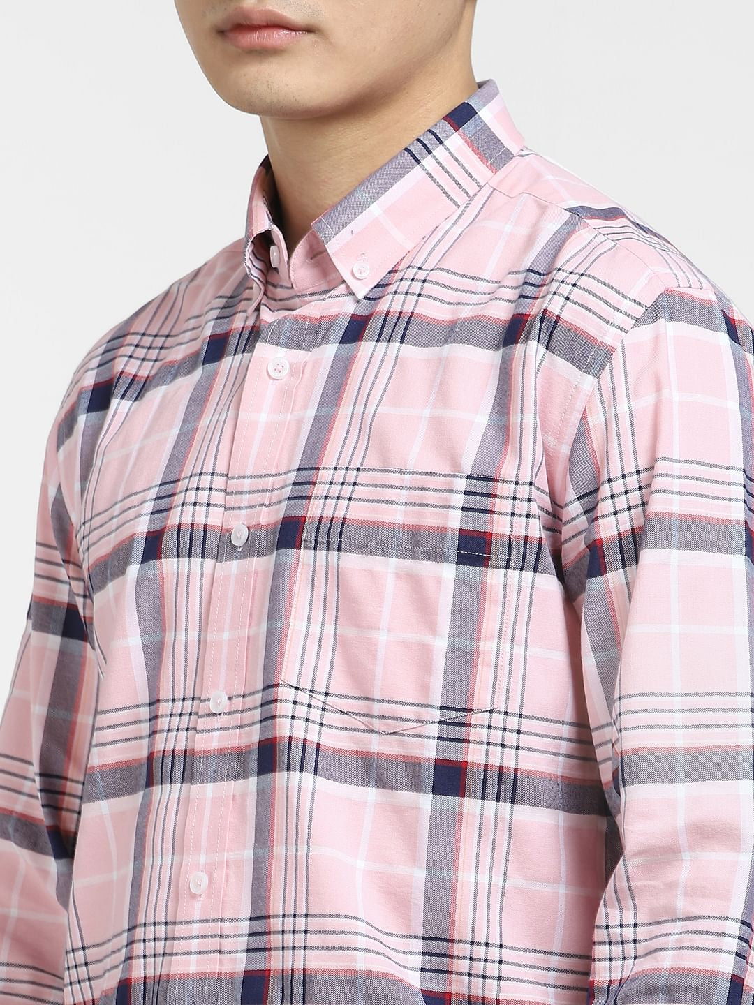 Light Pink Check Full Sleeves Shirt