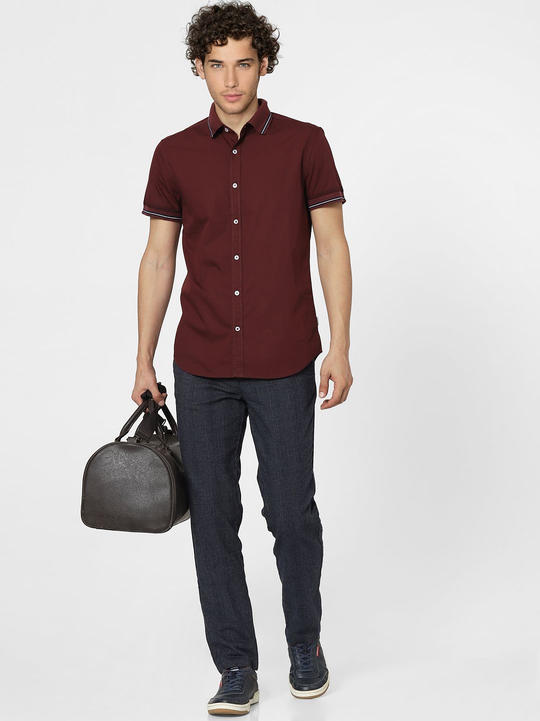 Maroon Half Sleeves Shirt - S