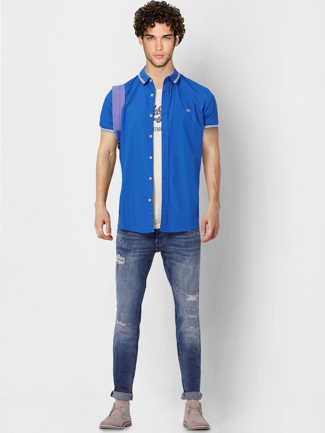 Blue Half Sleeves Shirt