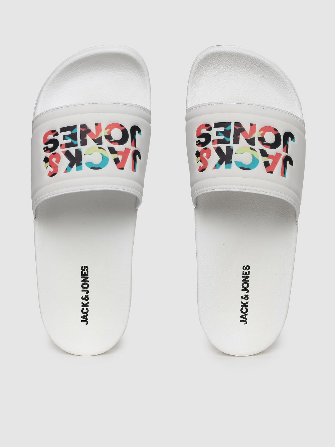 White Logo Print Sliders - 6