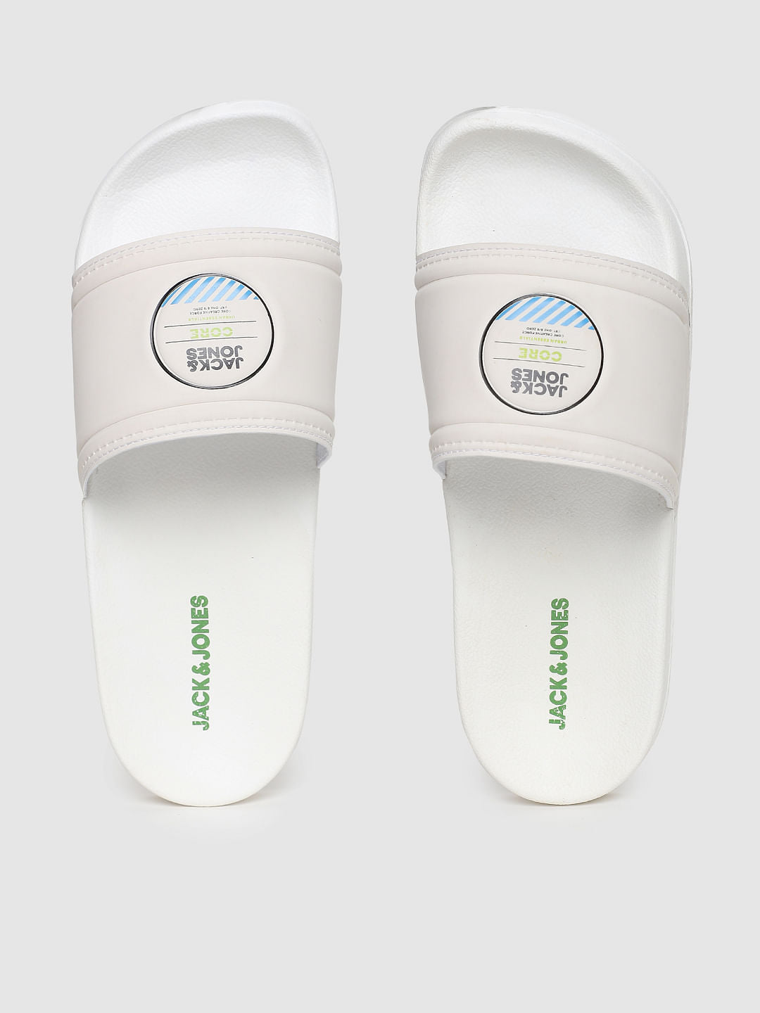 White Logo Print Sliders - 6