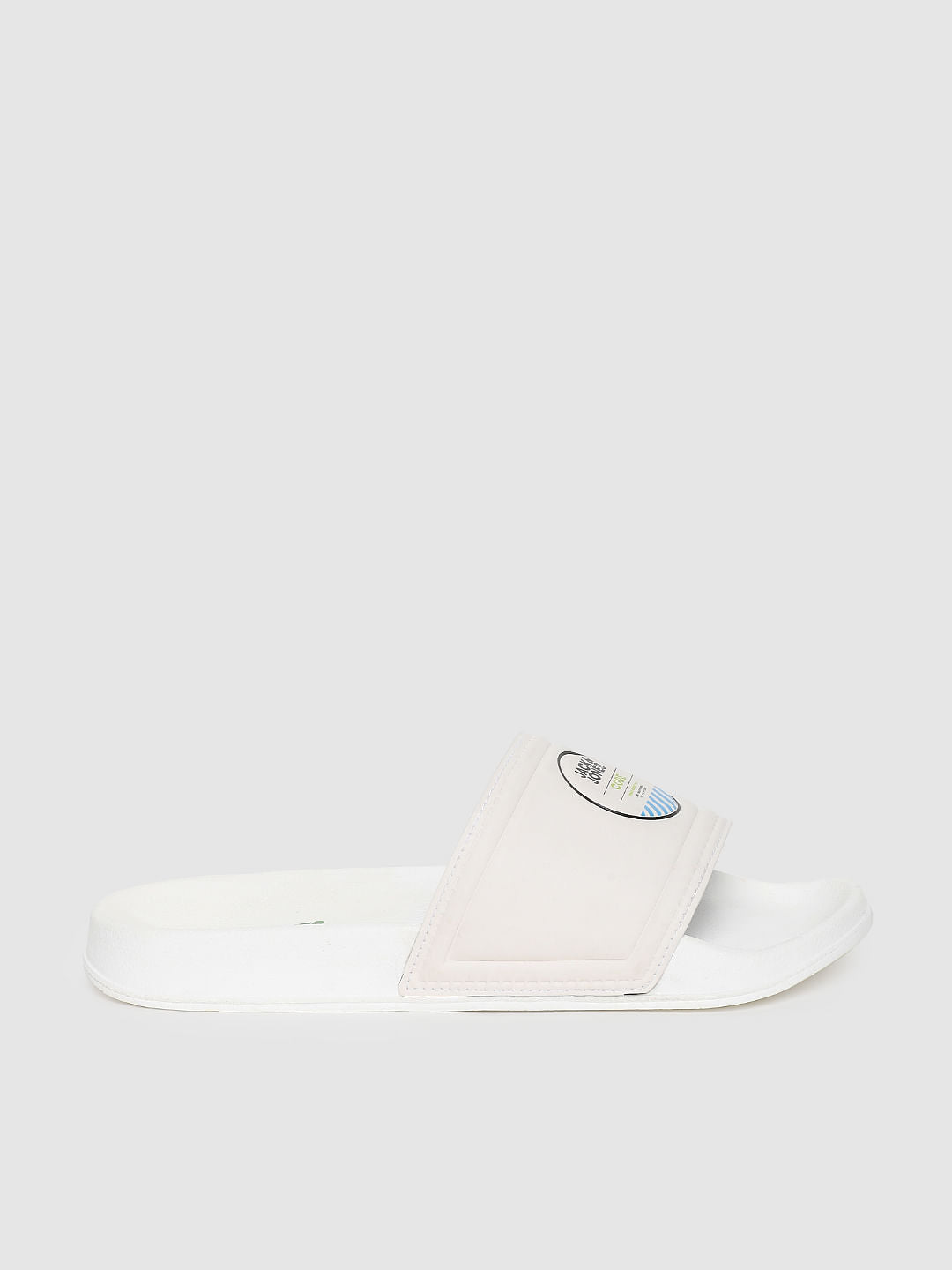 White Logo Print Sliders