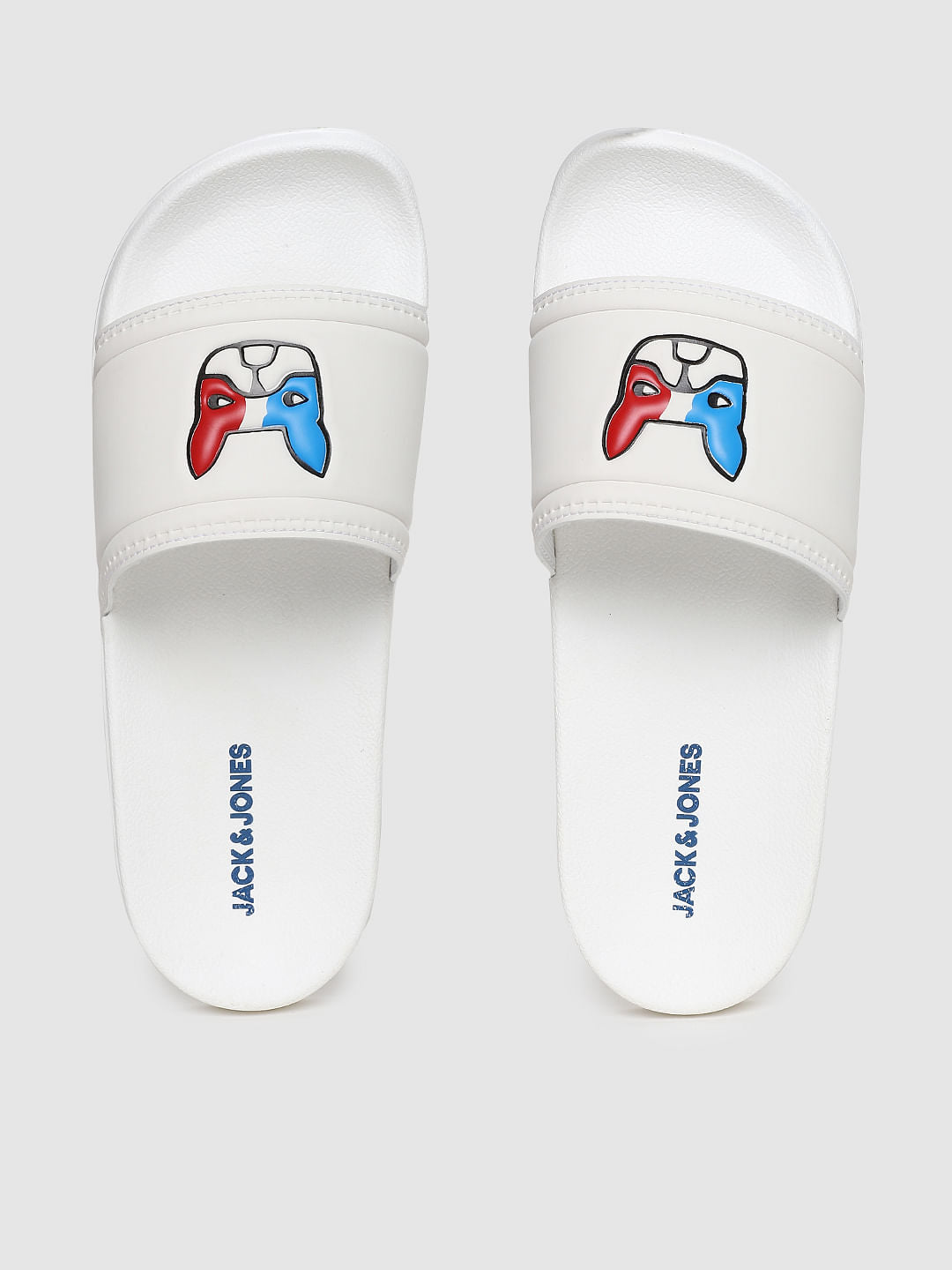 White Graphic Print Sliders - 6