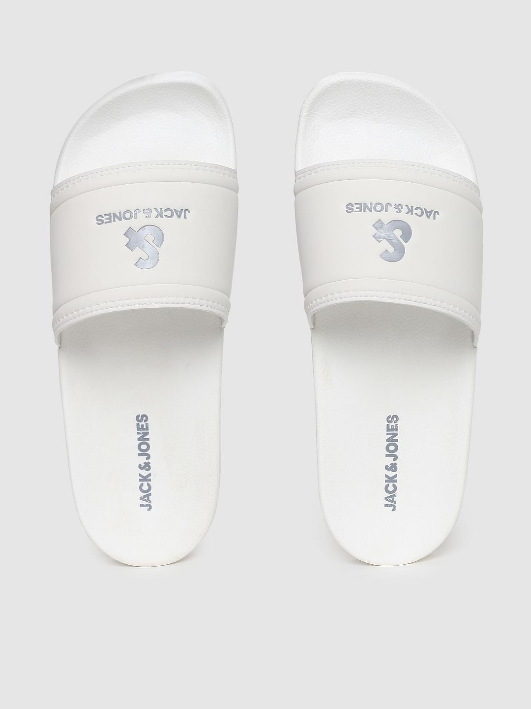 White Logo Print Sliders - 6