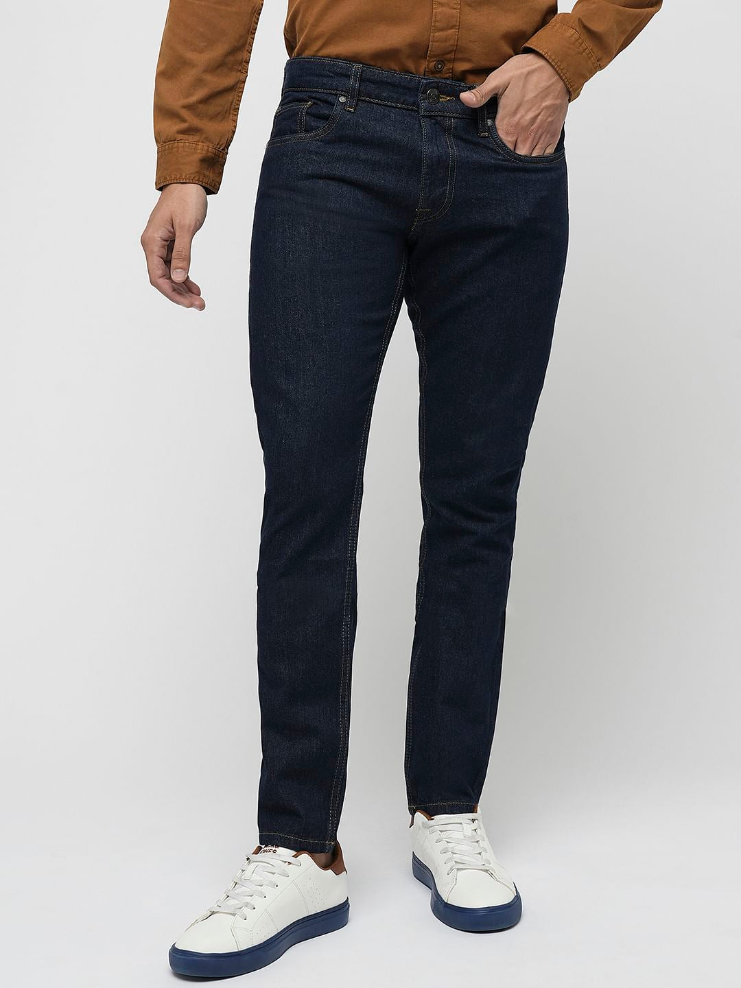 PRODUKT by JACK&JONES Dark Blue Mid Rise Slim Fit Jeans