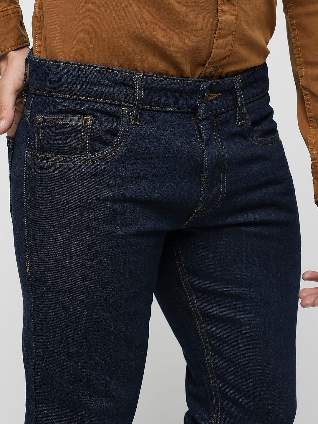 PRODUKT by JACK&JONES Dark Blue Mid Rise Slim Fit Jeans