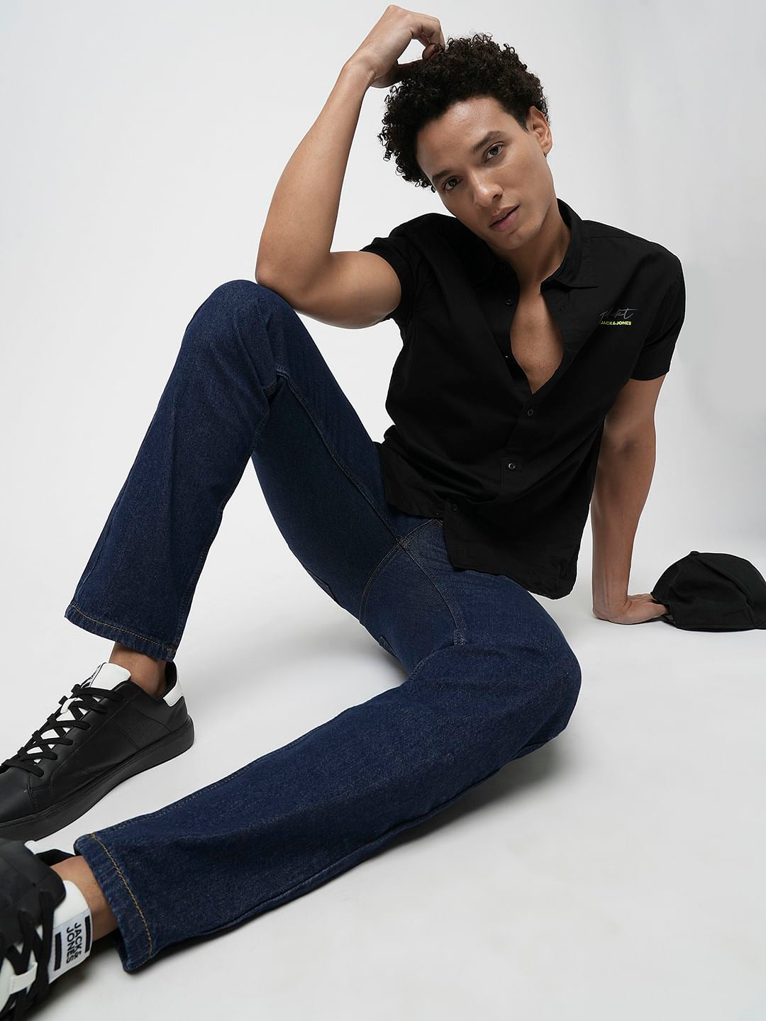 PRODUKT by JACK&JONES Dark Blue Mid Rise Regular Fit Jeans