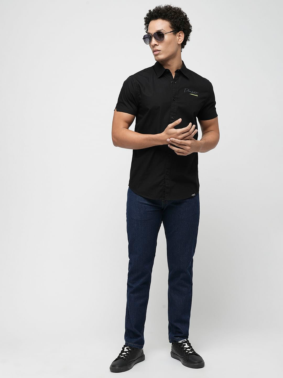 PRODUKT by JACK&JONES Dark Blue Mid Rise Regular Fit Jeans