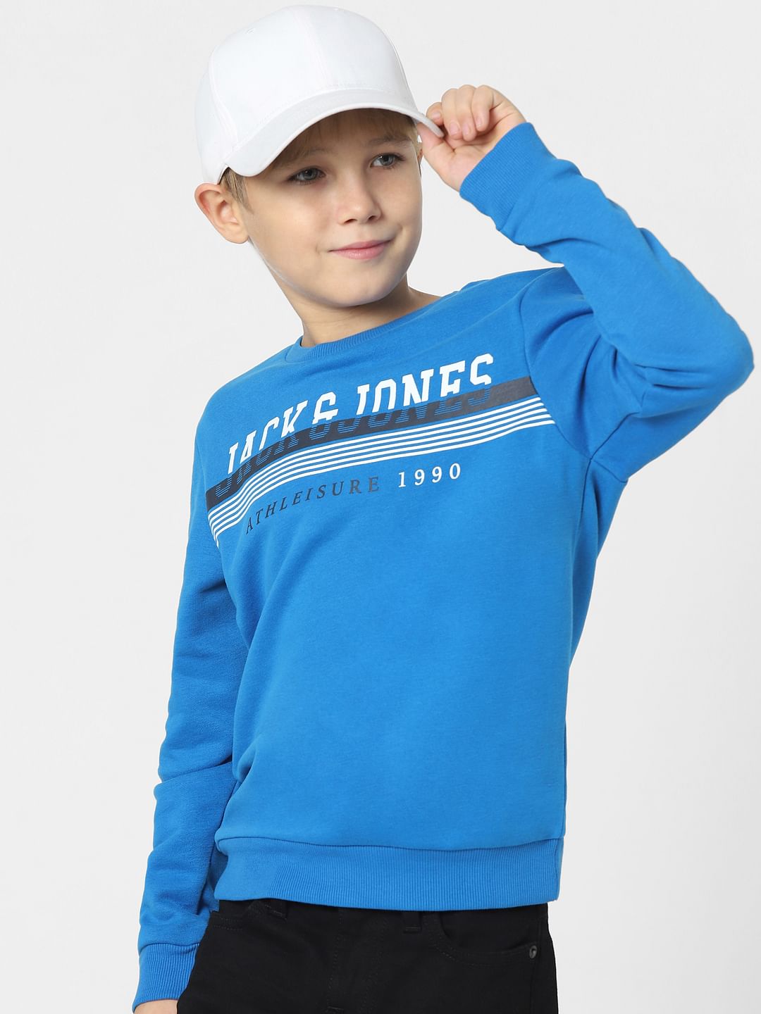 Boys Blue Logo Print Sweatshirt - 4/5Y