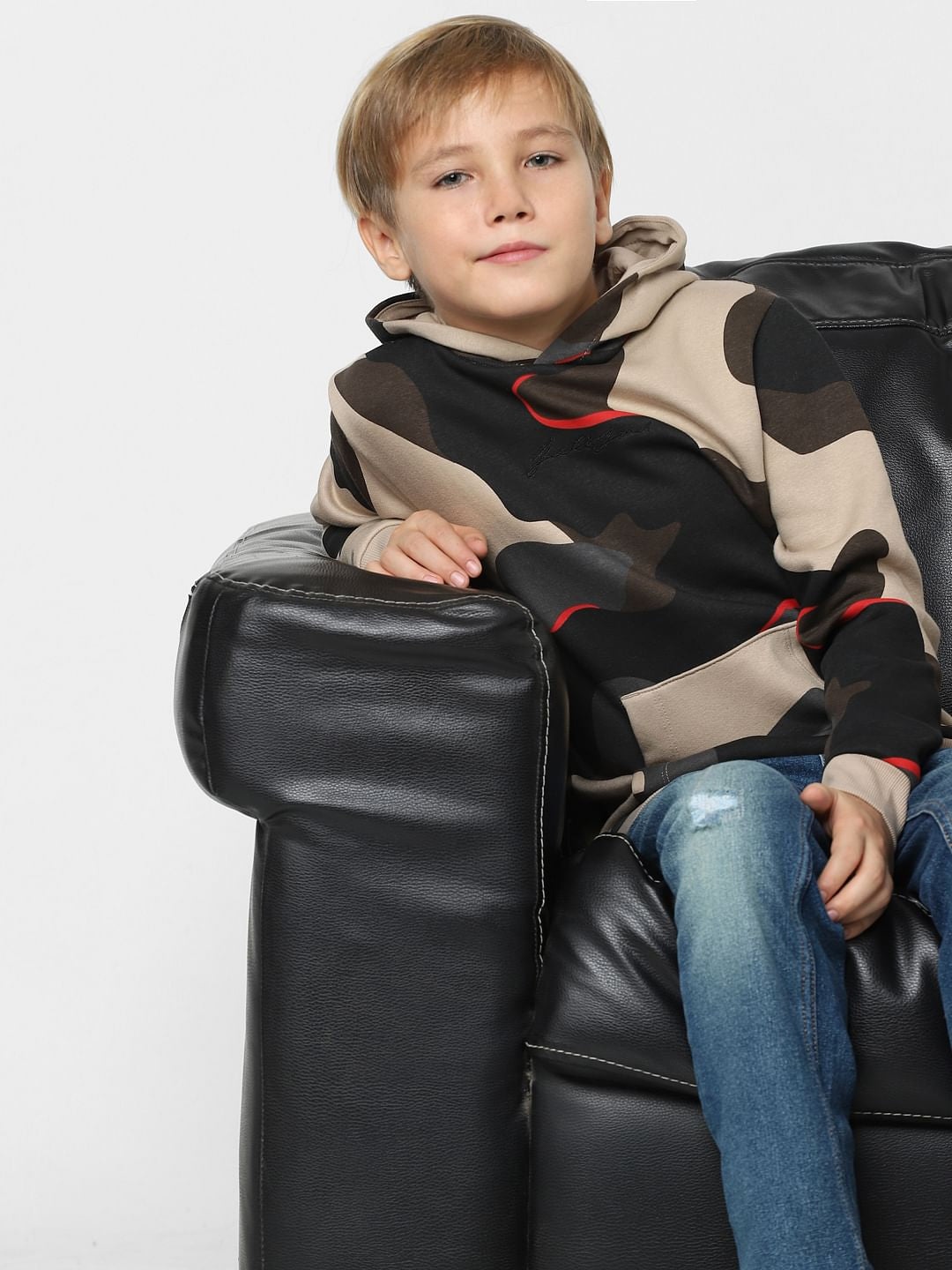 Boys Beige Camo Print Sweatshirt - 4/5Y