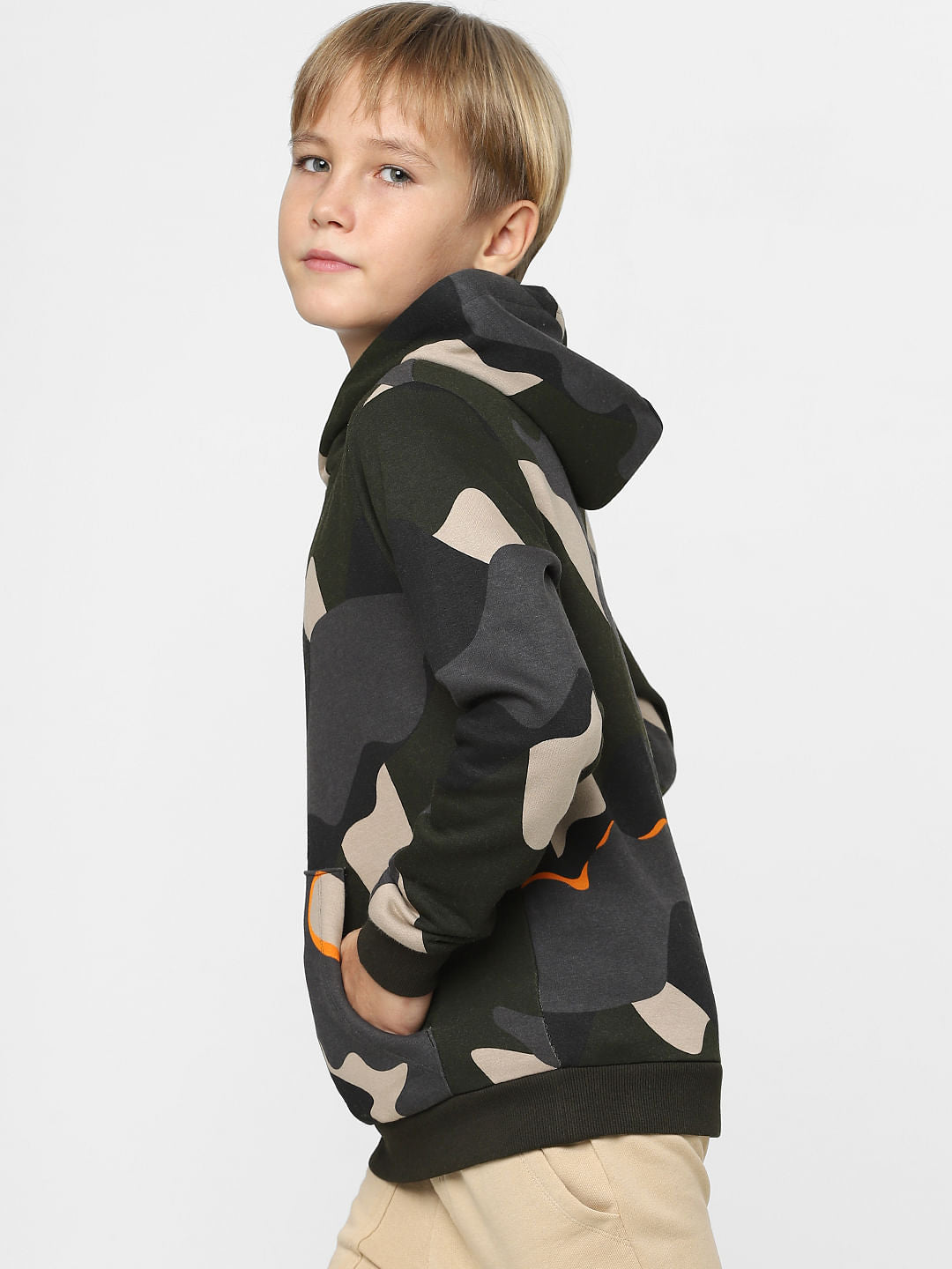 Boys Green Camo Print Sweatshirt