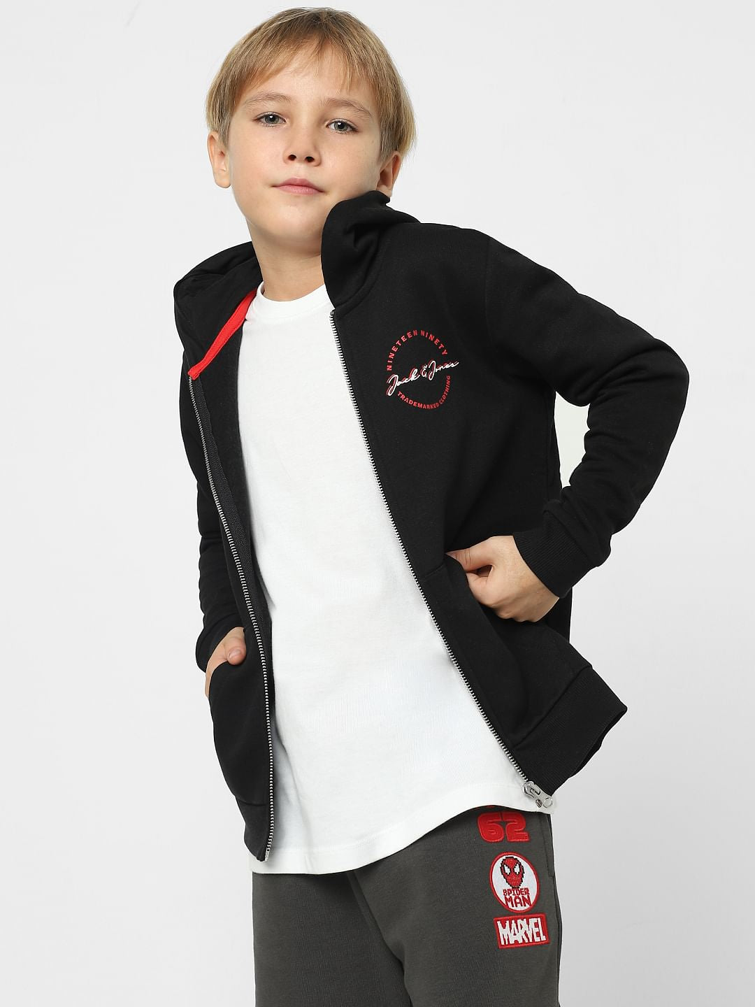 Boys Black Hooded Sweatshirt - 4/5Y