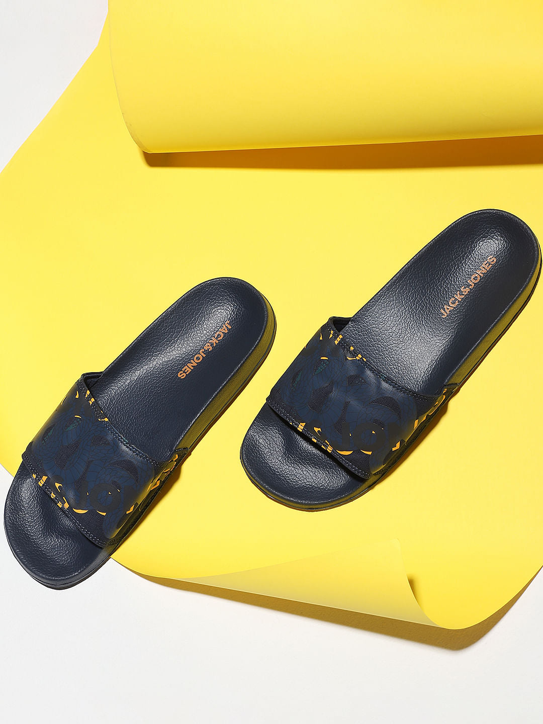 Navy Blue Typographic Print Sliders