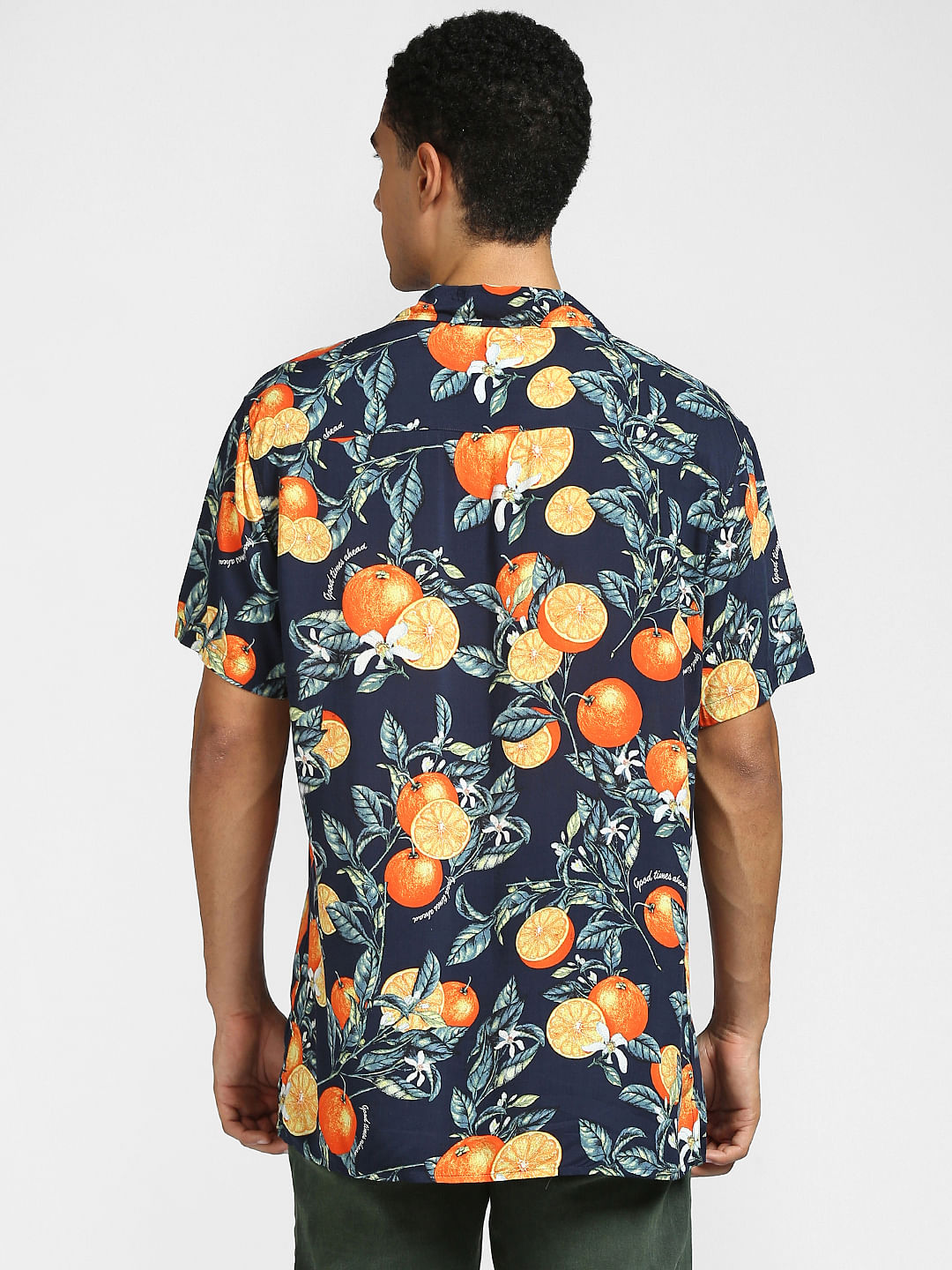Blue Printed Half Sleeves Resort Shirt