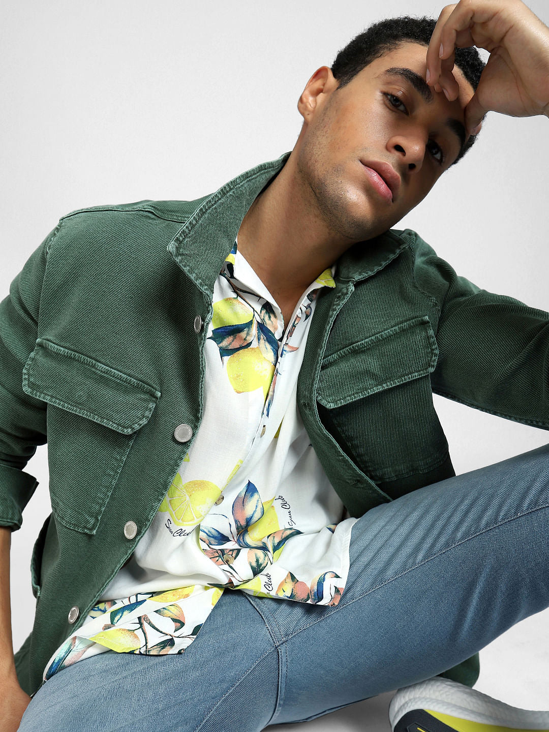 White Printed Half Sleeves Resort Shirt - S