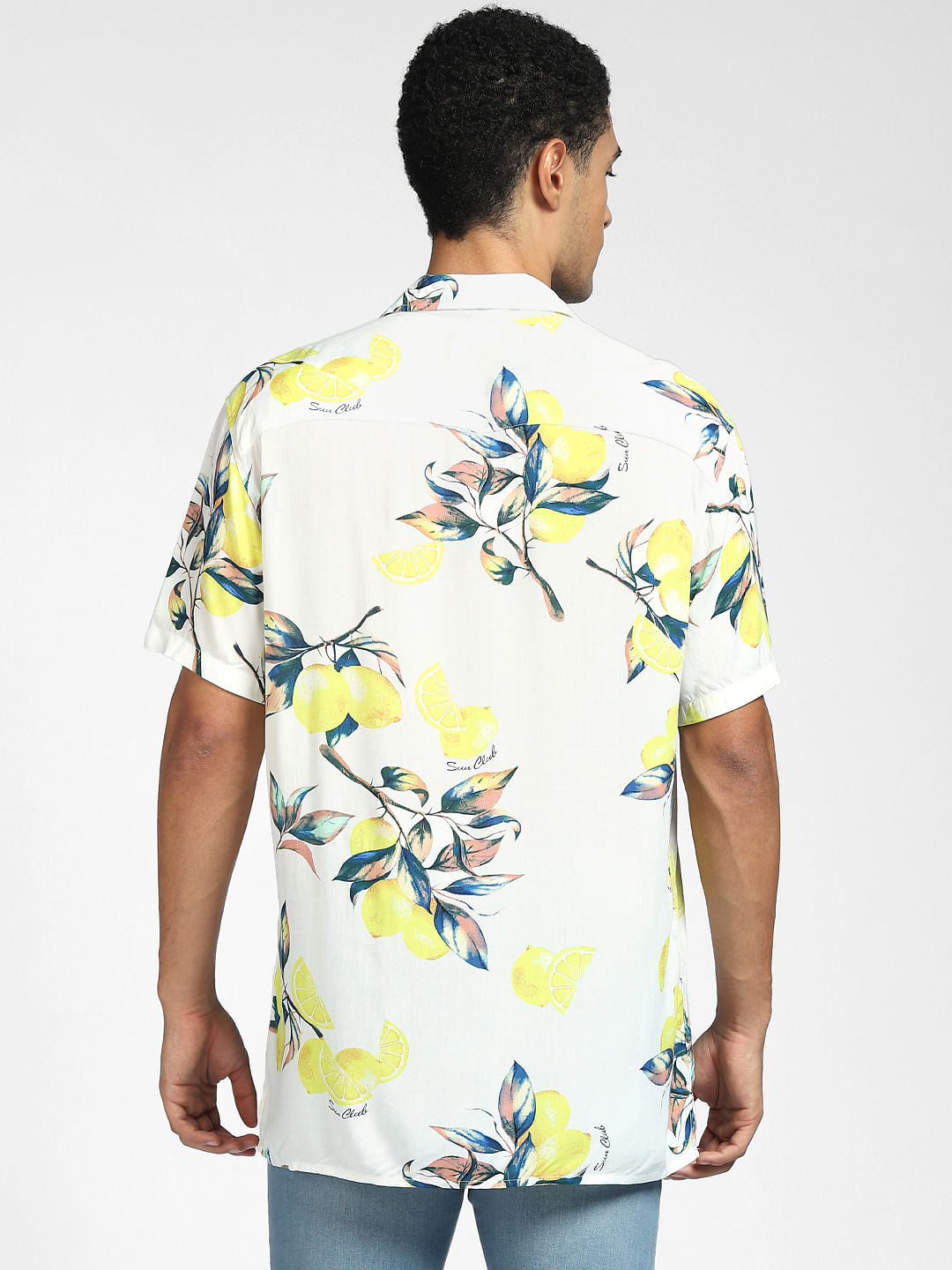 White Printed Half Sleeves Resort Shirt