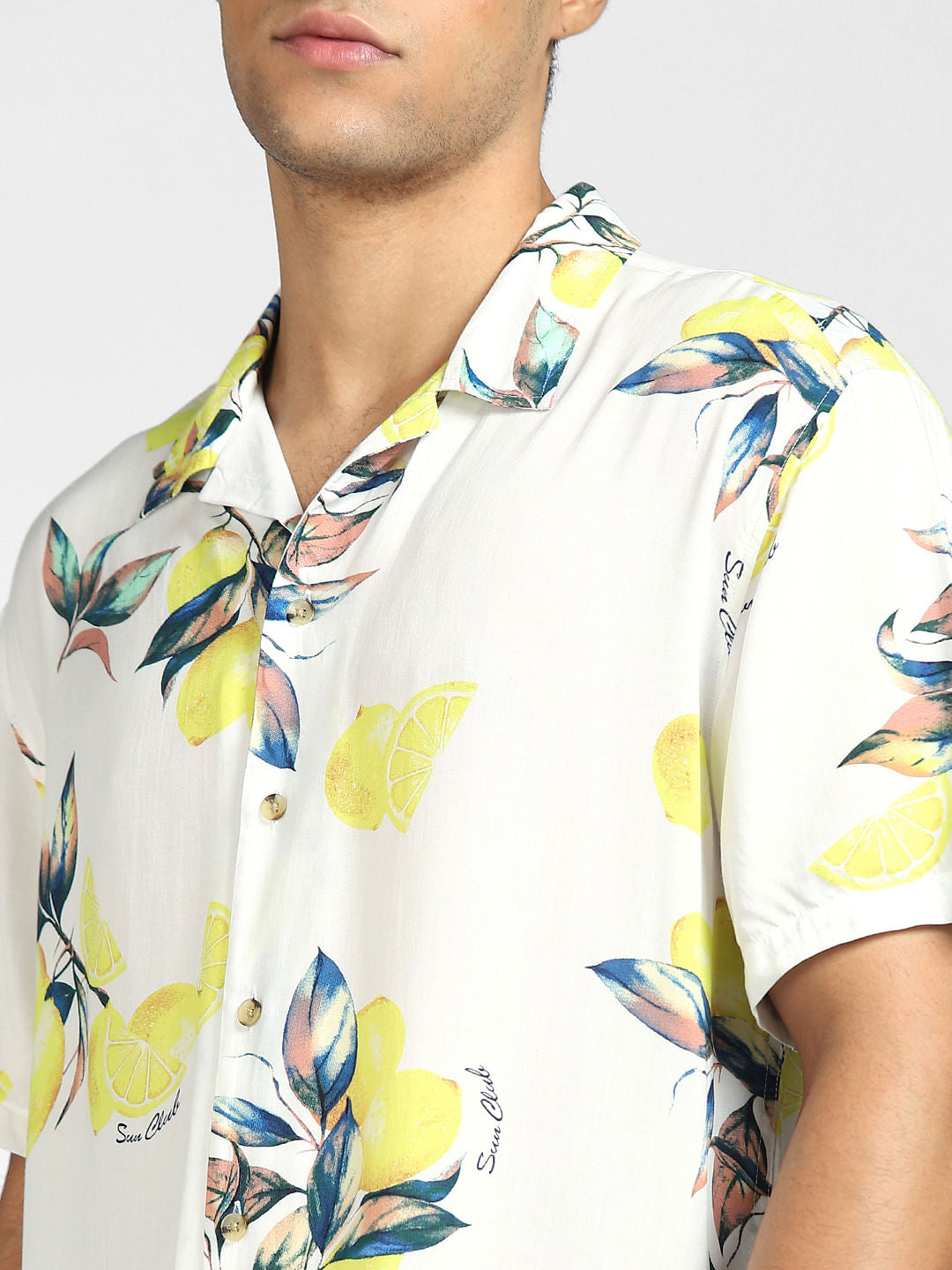 White Printed Half Sleeves Resort Shirt