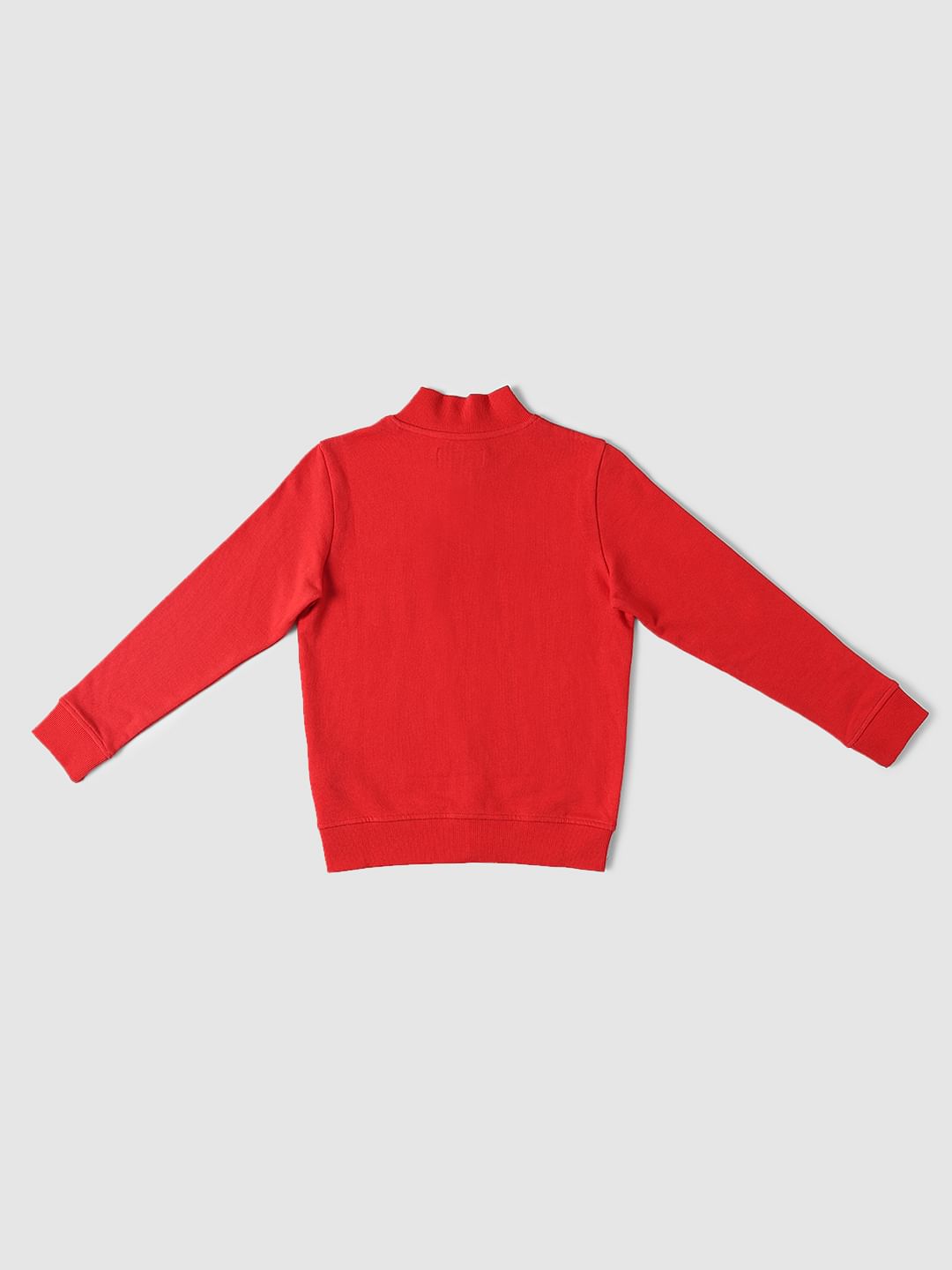 BOYS Red Logo Print Zip Up Sweatshirt