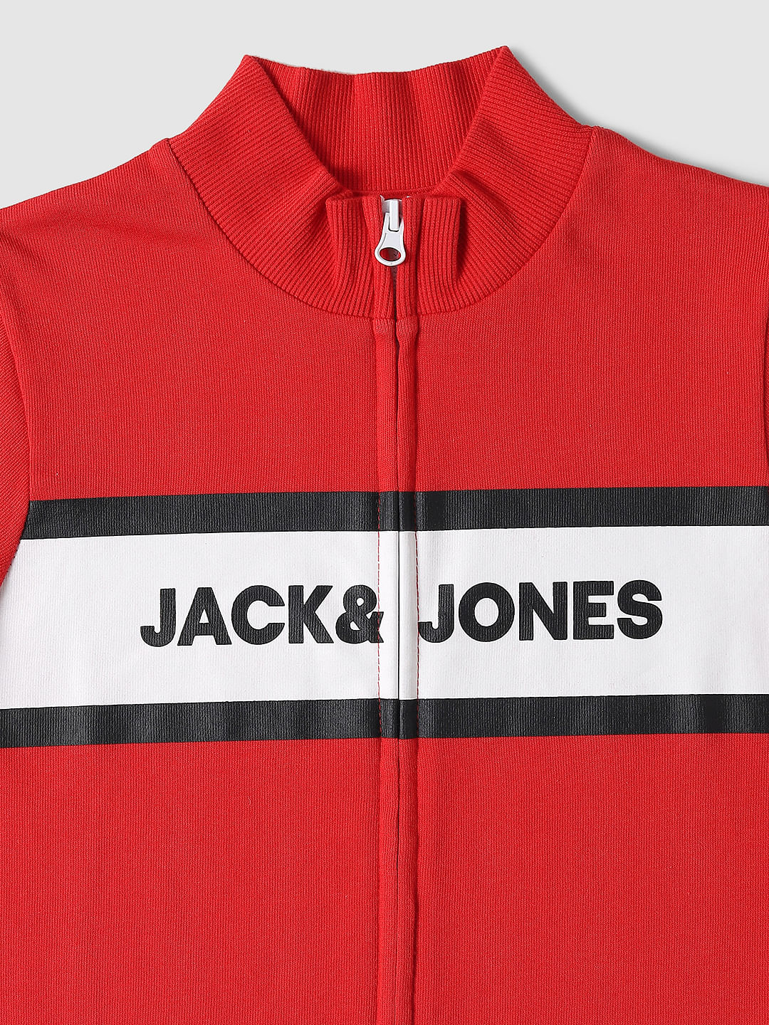 BOYS Red Logo Print Zip Up Sweatshirt