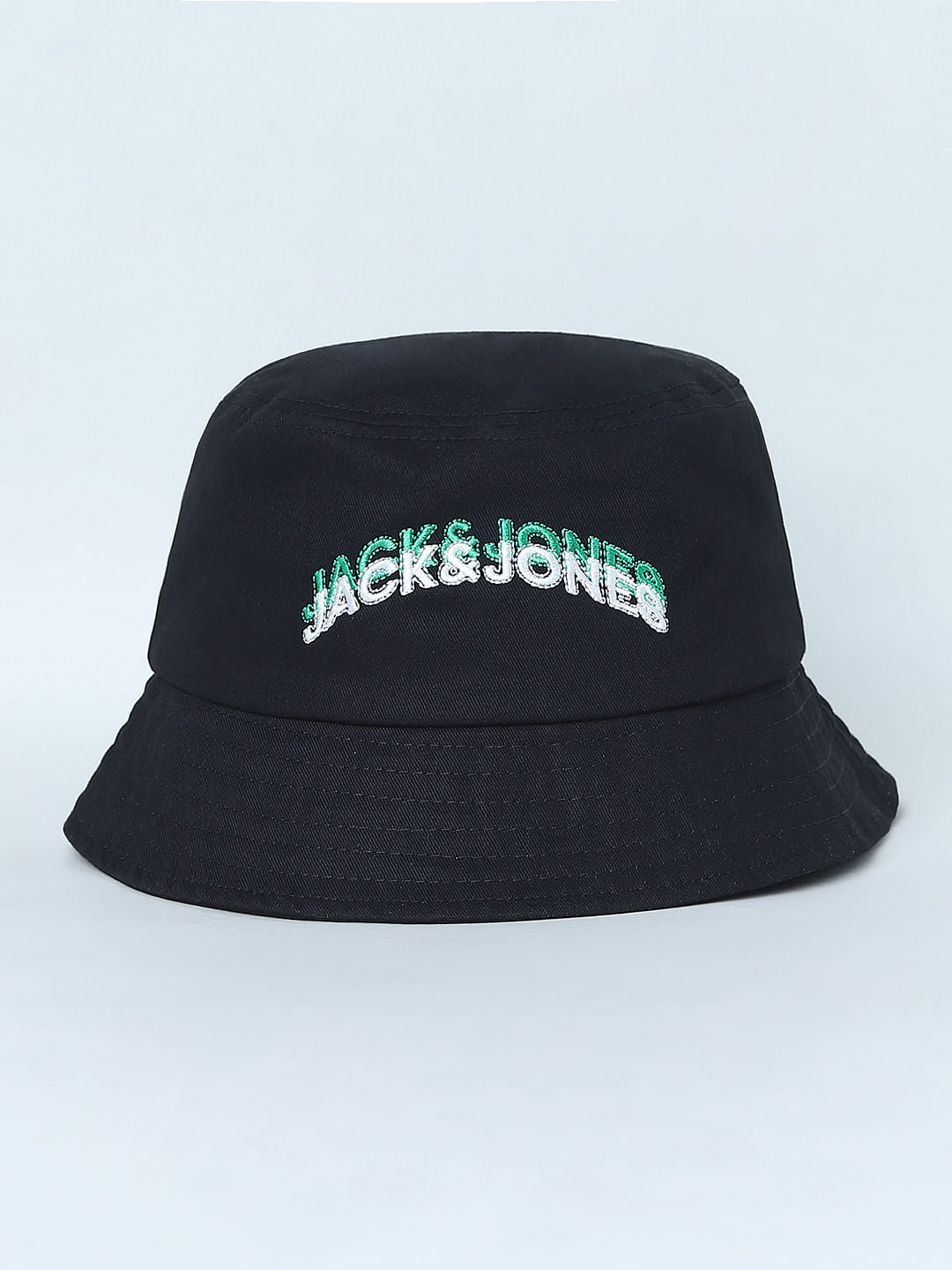 Black Embroidered Logo Bucket Hat