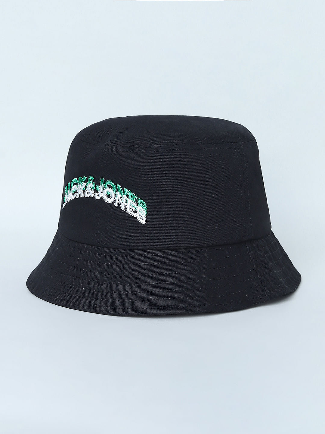 Black Embroidered Logo Bucket Hat