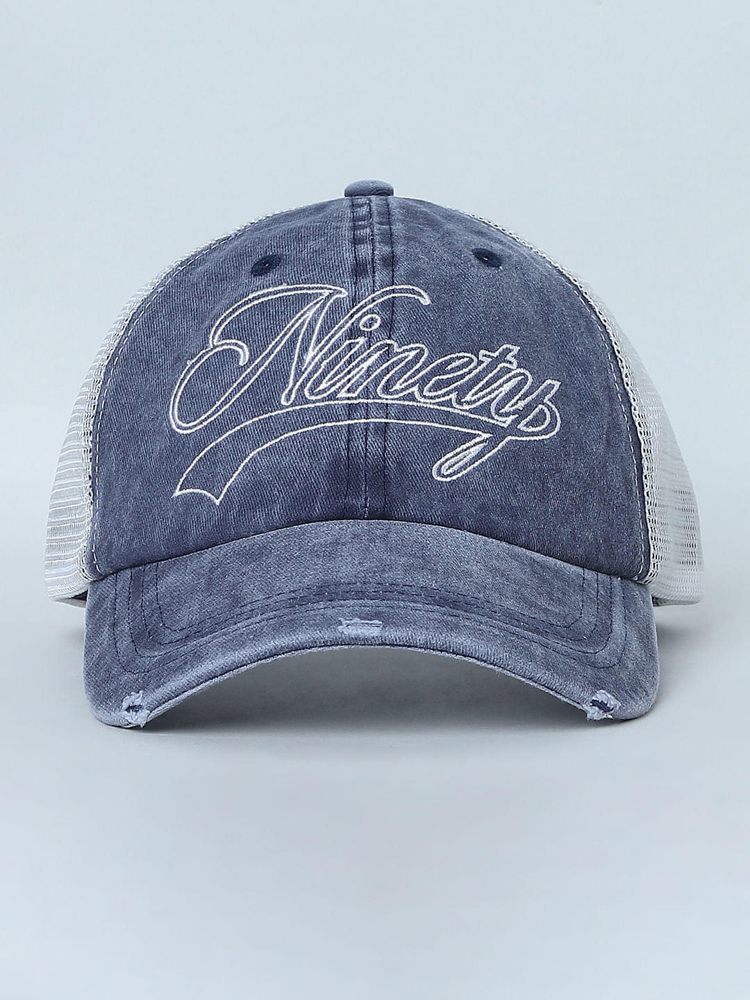 Blue Embroidered Denim Cap