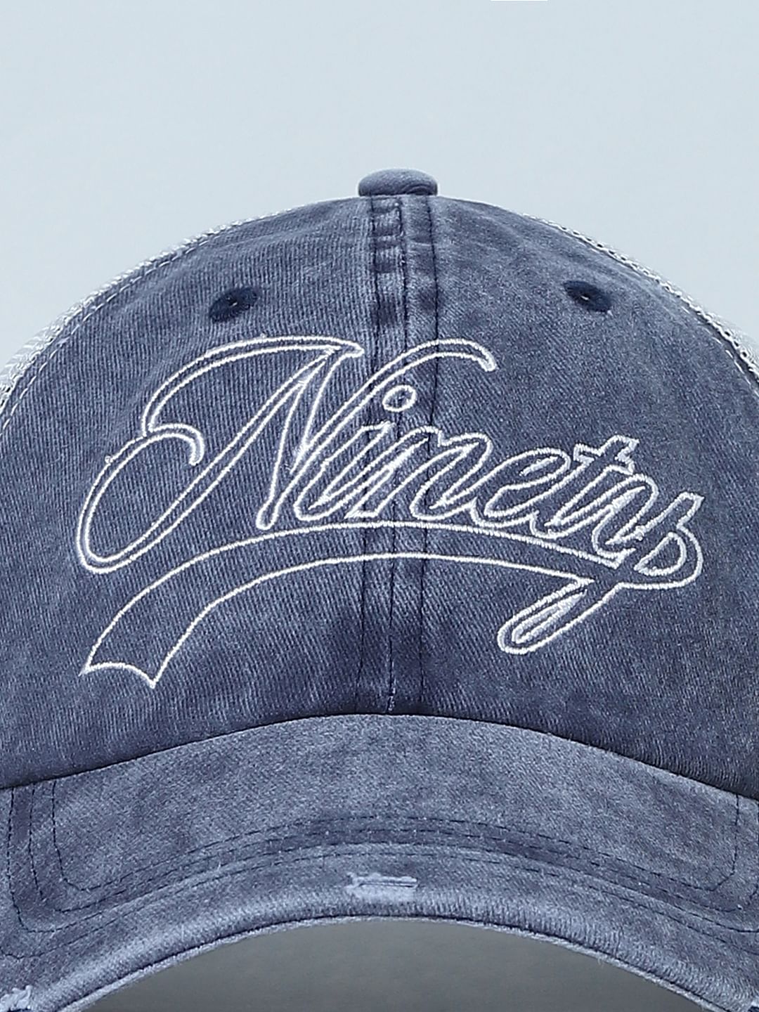 Blue Embroidered Denim Cap