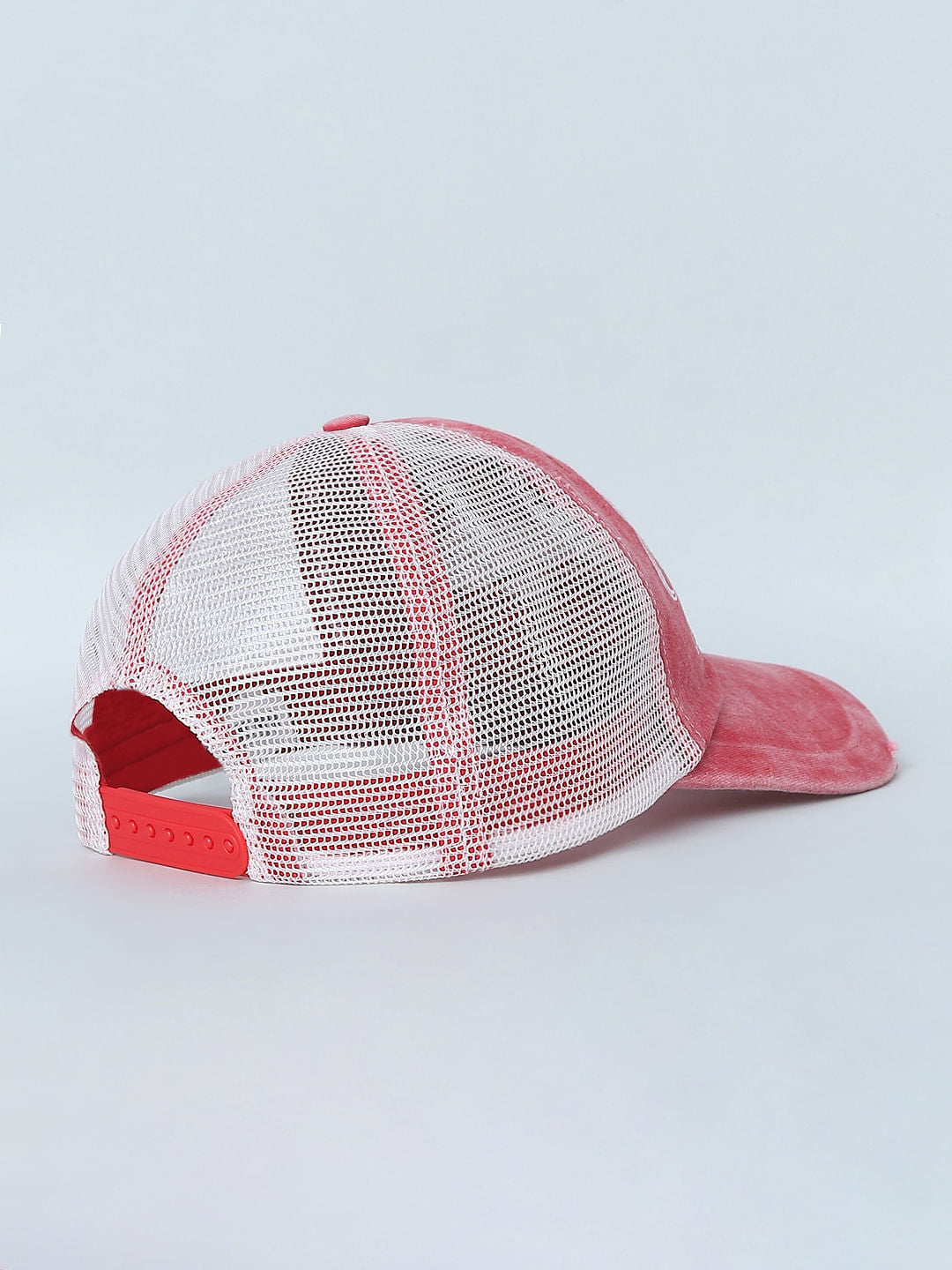 Red Embroidered Denim Cap
