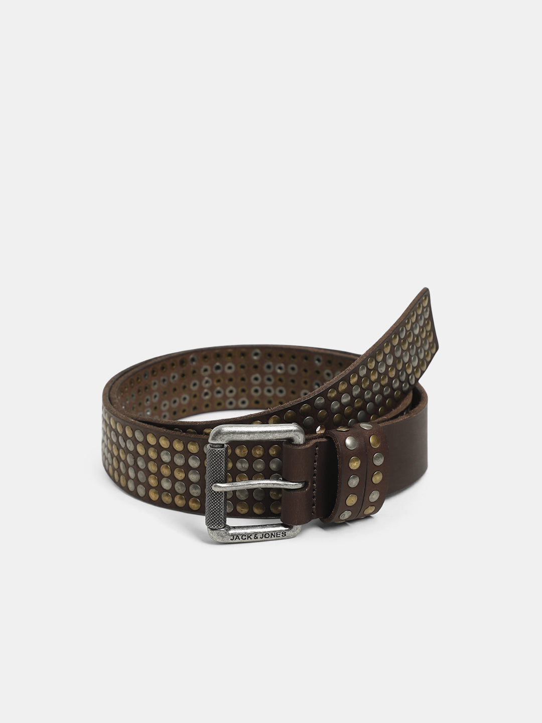 Studded Leather Belt - Chocolate Brown