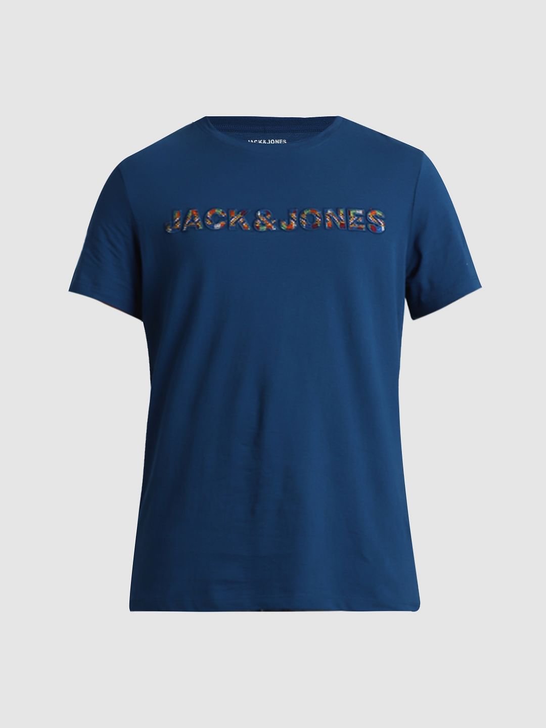 JACK&JONES X KUTCH BLUE EMBROIDERED SLIM FIT T-SHIRT