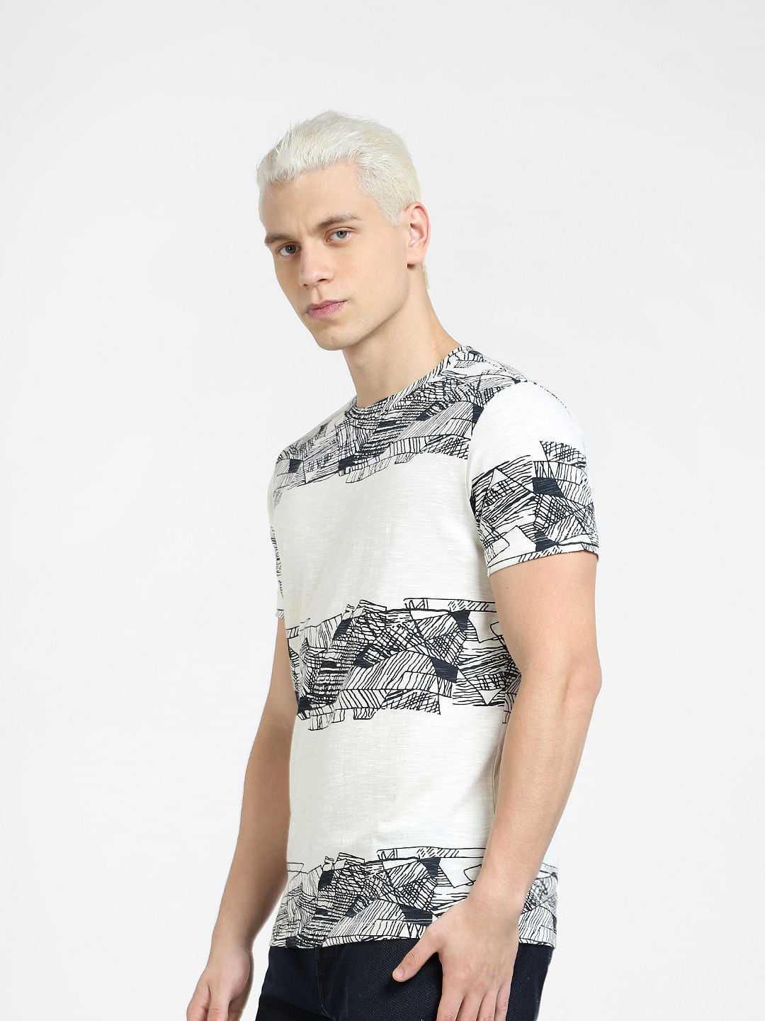 White Printed Crew Neck T-shirt