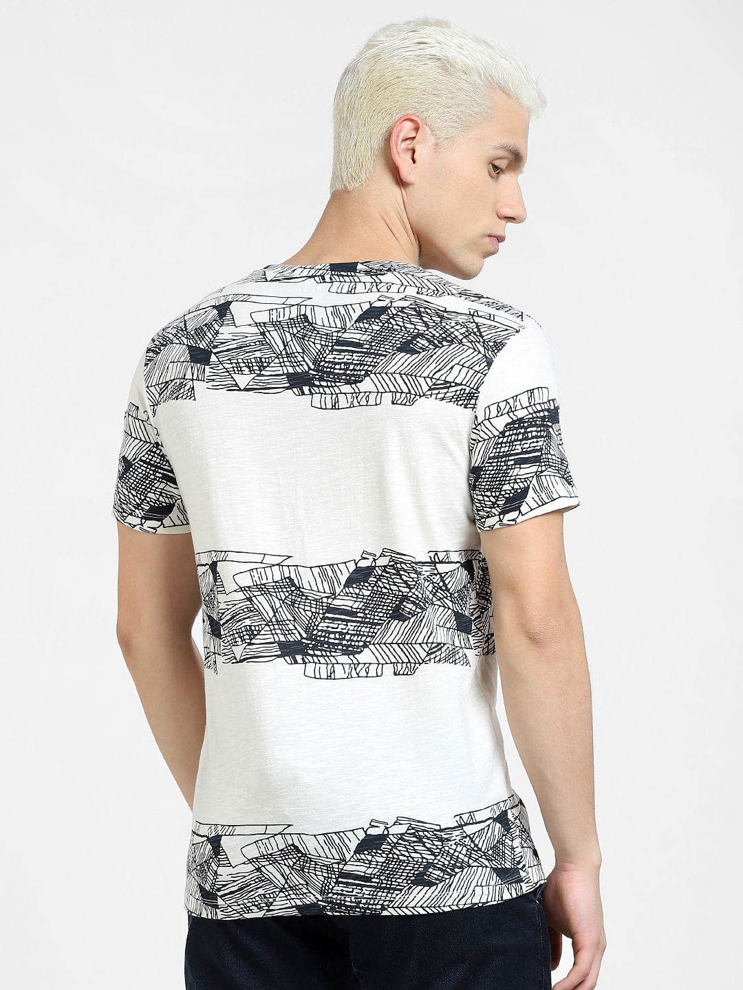 White Printed Crew Neck T-shirt