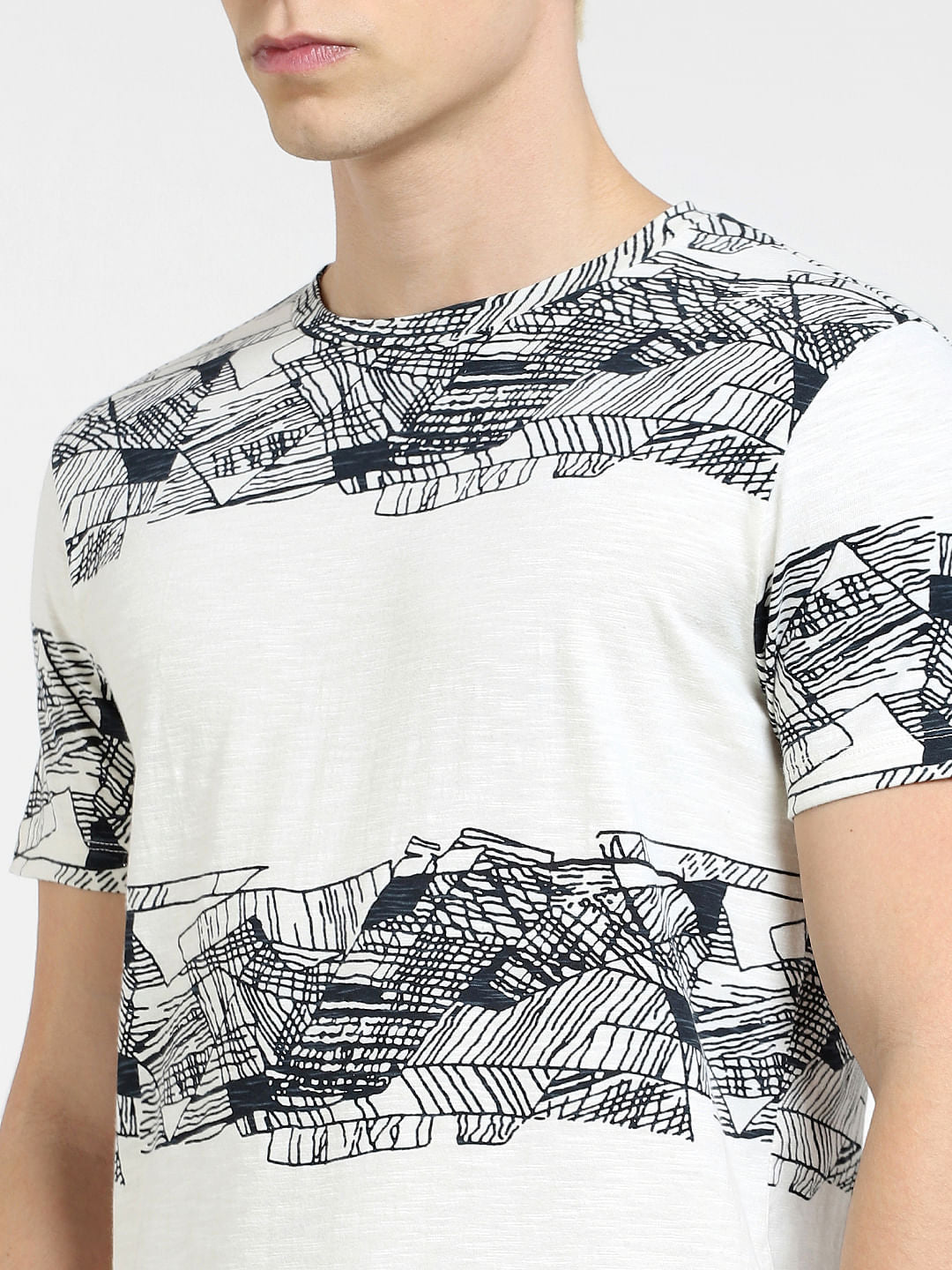 White Printed Crew Neck T-shirt