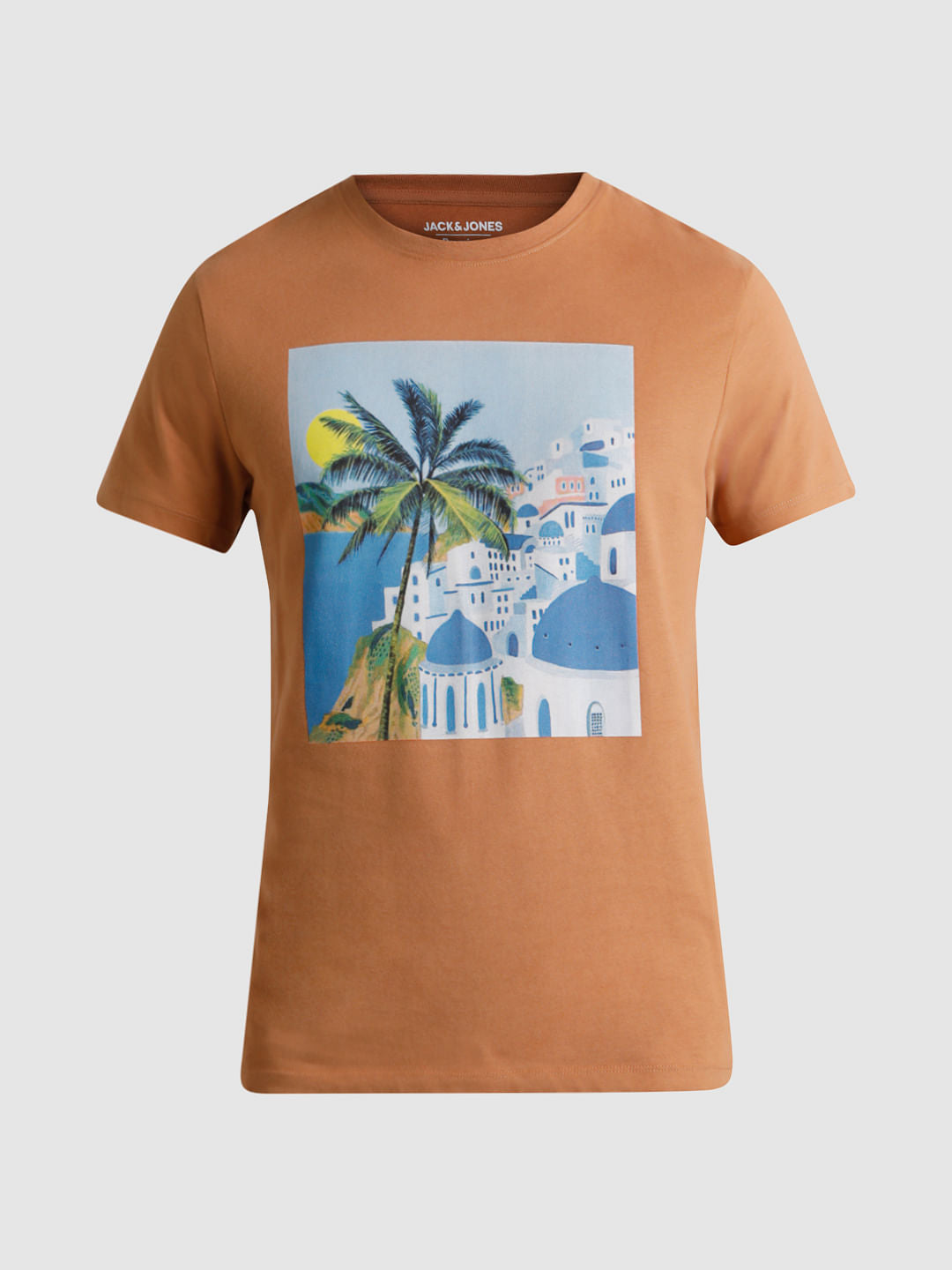 Brown Graphic Print Crew Neck T-shirt