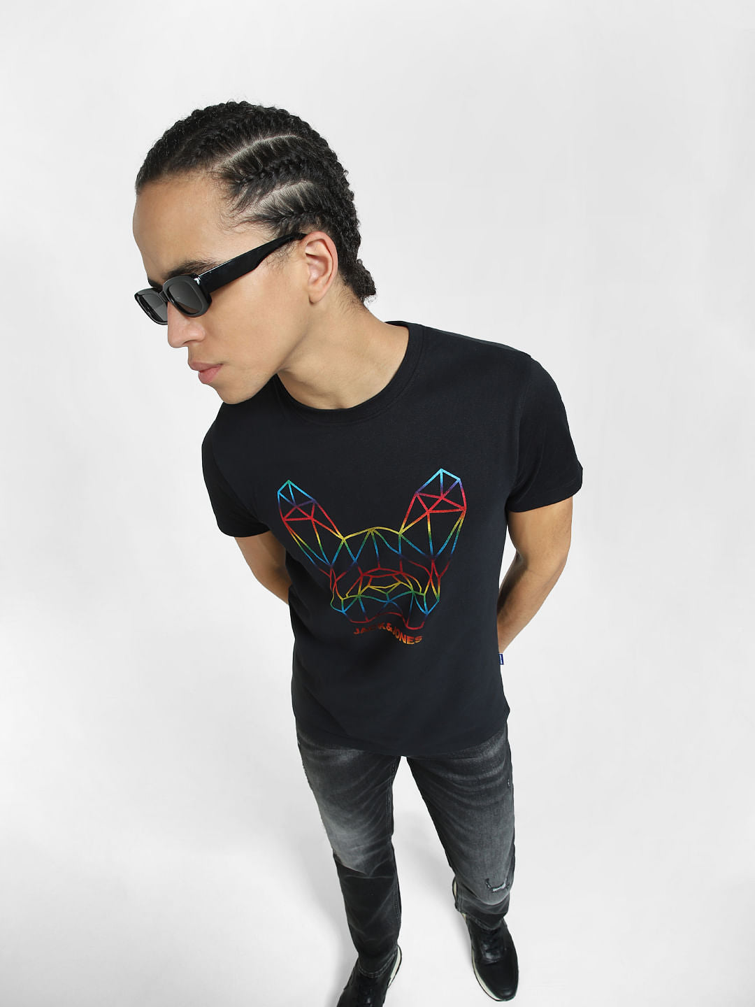 METAVERSE BLACK GRAPHIC PRINT T-SHIRT - S
