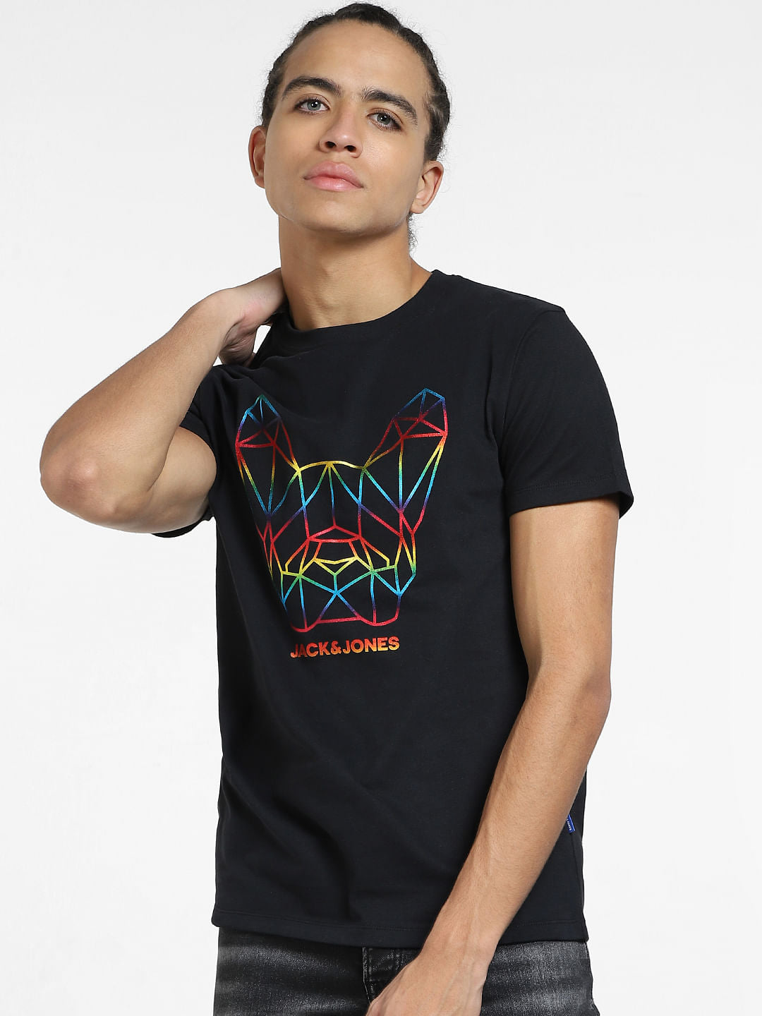METAVERSE BLACK GRAPHIC PRINT T-SHIRT
