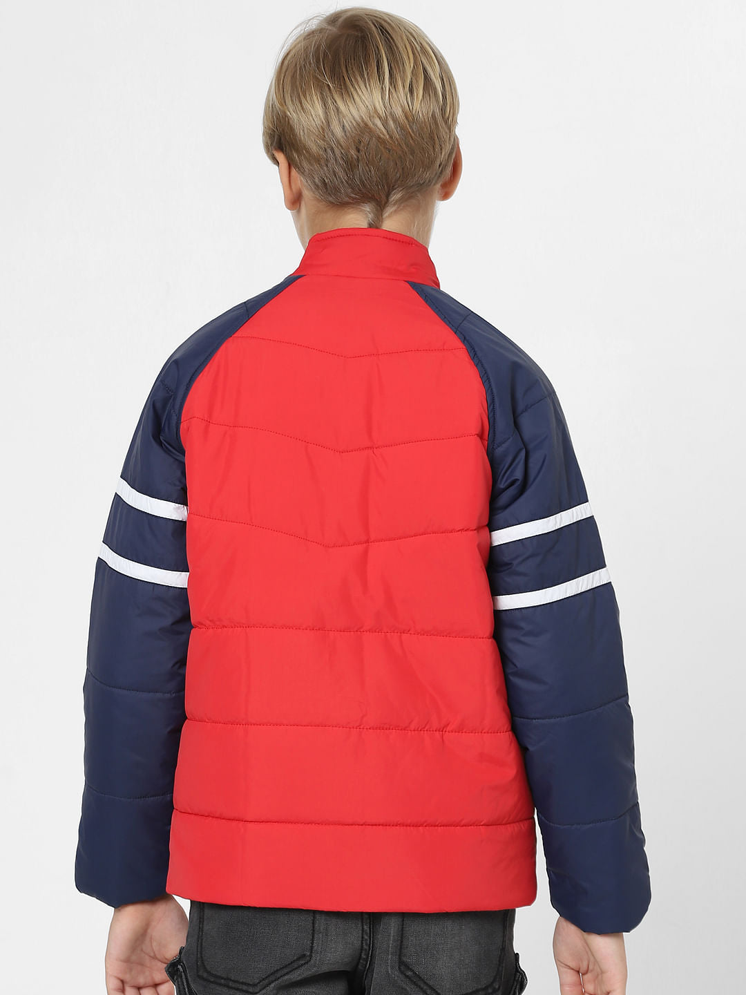 Boys Red Colourblocked Jacket