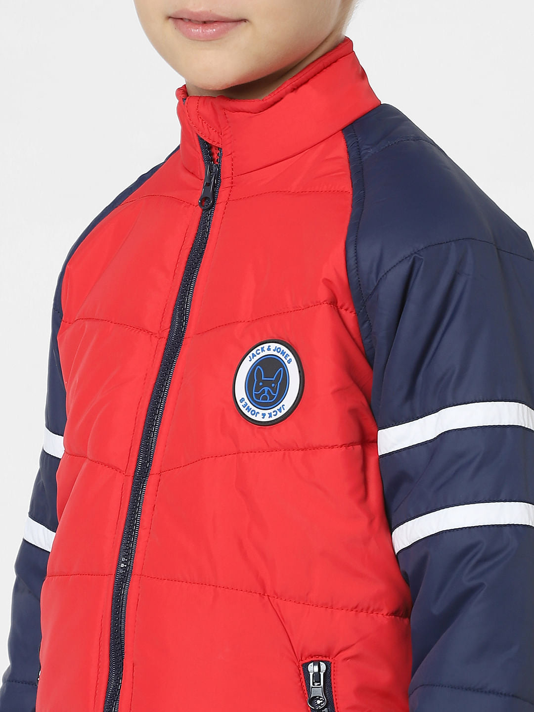 Boys Red Colourblocked Jacket