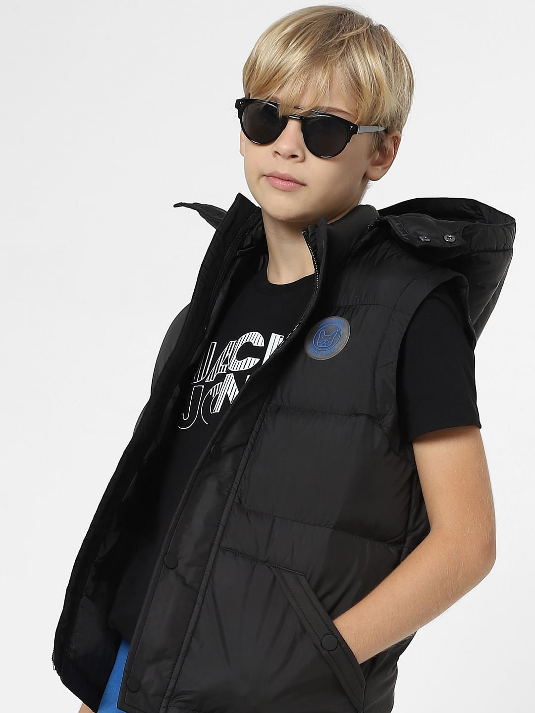 Boys Black Puffer Vest - 4/5Y