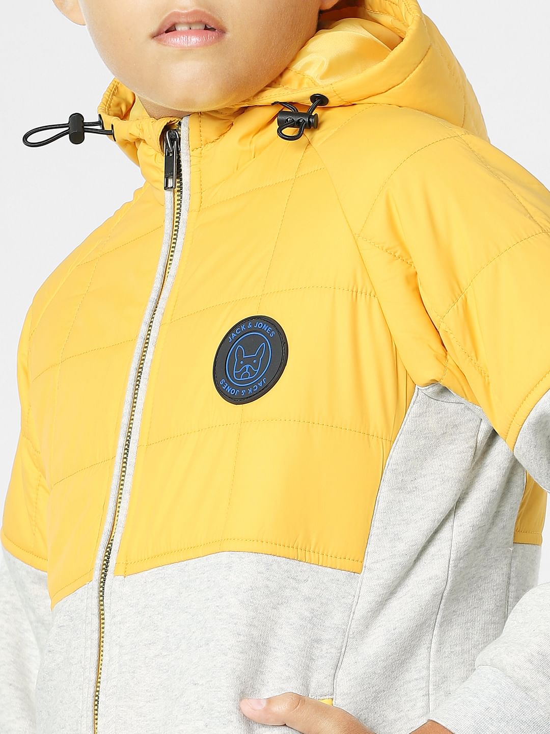 Yellow Colourblocked Hooded Jacket