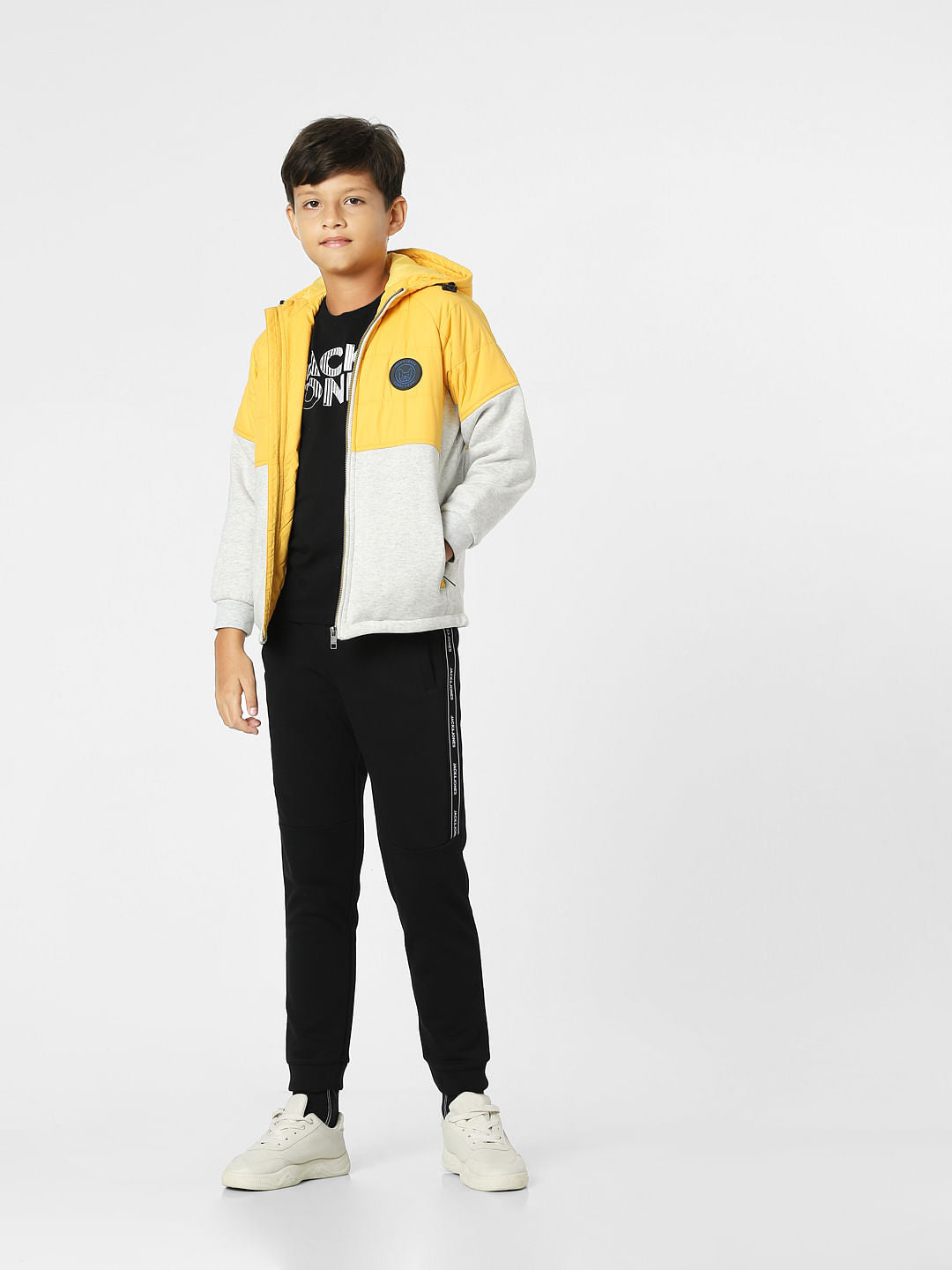 Yellow Colourblocked Hooded Jacket