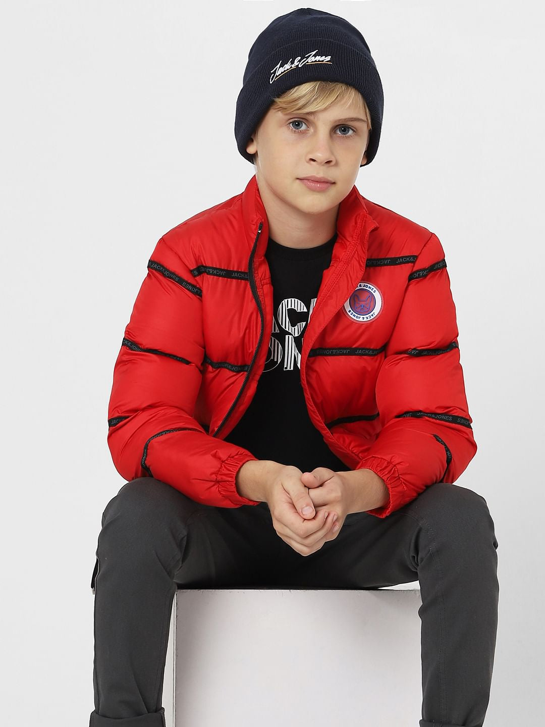 Boys Red Puffer Jacket - 4/5Y