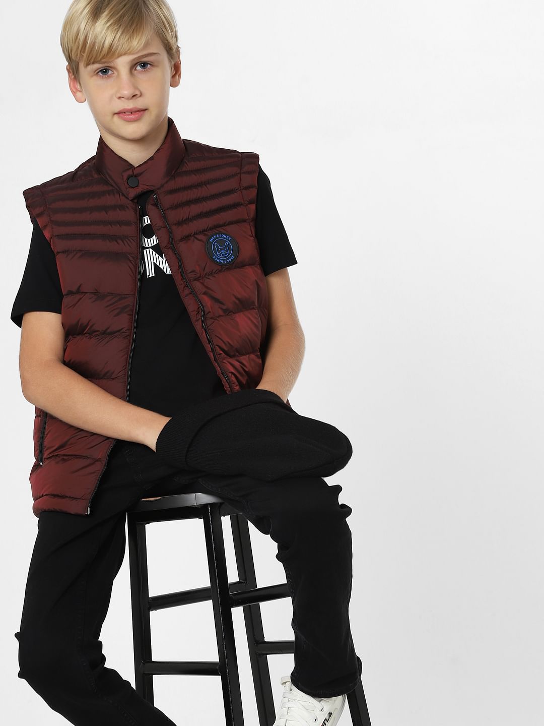 Boys Dark Red Puffer Jacket - 4/5Y