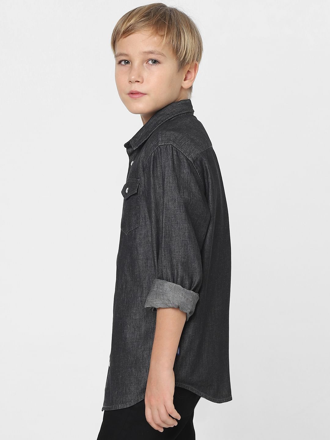 BOYS Black Denim Full Sleeves Shirt
